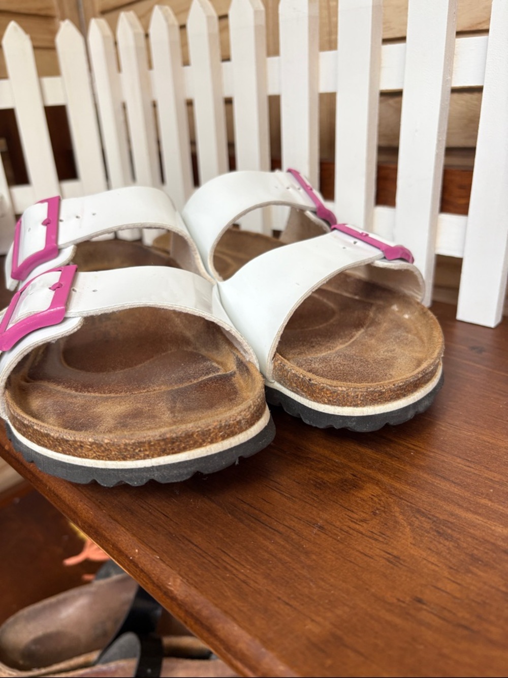 Betula by Birkenstock 42 Patent White Pink Buckle Sandals - Picture 6 of 11